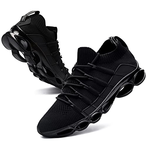 DYKHMATE Steel Toe Shoes for Men Lightweight Safety Sneakers Fashion Work Shoes Comfortable Breathable Safety Toe Slip on Tennis Shoes (10, Black)