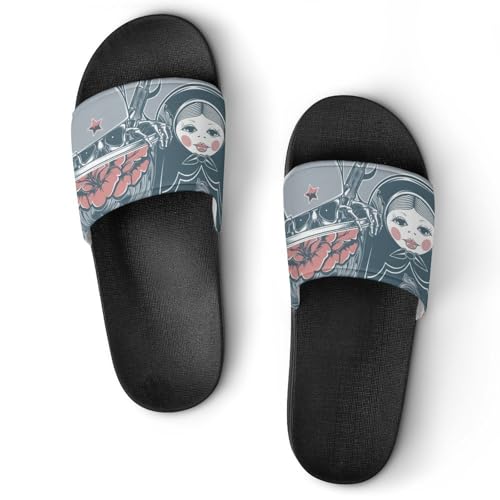 Claquettes femme poupée japonaise et sandales de maison slide