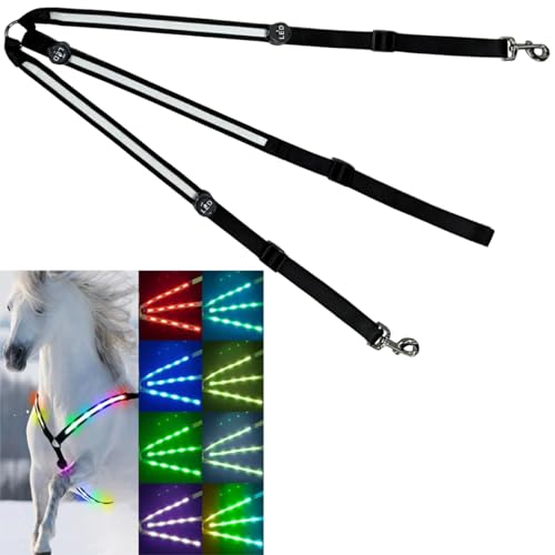 LED Pferdegeschirr Verstellbar Luminous Horse Vorderzeug Brustgurt für Pferde für den Pferdesport(8 Farben Einstellbar)
