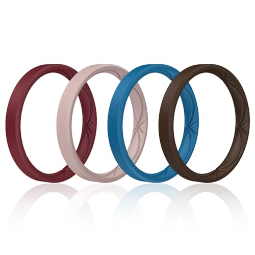Egnaro Women’s Silicone Stackable Rings, 3.2mm Thin Rubber Wedding Band