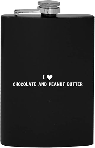 I Heart Love Chocolate And Peanut Butter - 8oz Hip Drinking Alcohol Flask