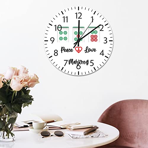 Horloge murale ronde en PVC Mahjong caractères chinois silencieuse 30cm