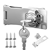 Aurafly 2 Piezas Cerrojo de Candado con Llave, Perilla Giratoria de Bloqueo de Acero Inox, Cerrojo Puerta con Llave, Candado de Seguridad para Puertas Cajones Armario (4 Pulgadas)