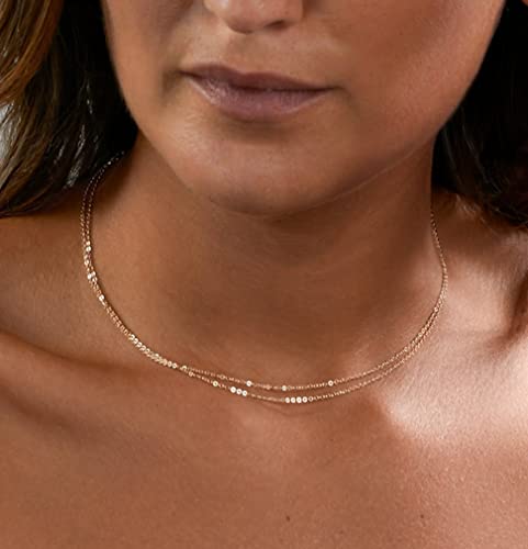 Vavily Dainty Thin Chain Choker Necklace For Women 14K Plated Gold Minimalist Short Chain Necklaces Jewelry Gift #TOP2