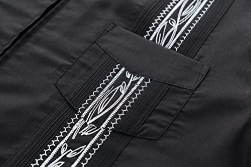 MAXJON Men's Short Sleeve Cuban Guayabera Shirts Full Zip Front Mexican Hawaiian Shirt with Pocket4
