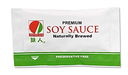 Tetsujin Natural Soy Sauce Packet - Box of 500 Low Sodium Soy Sauce Packet - Take Out Mini Togo Packs - Individual Condiment Packages