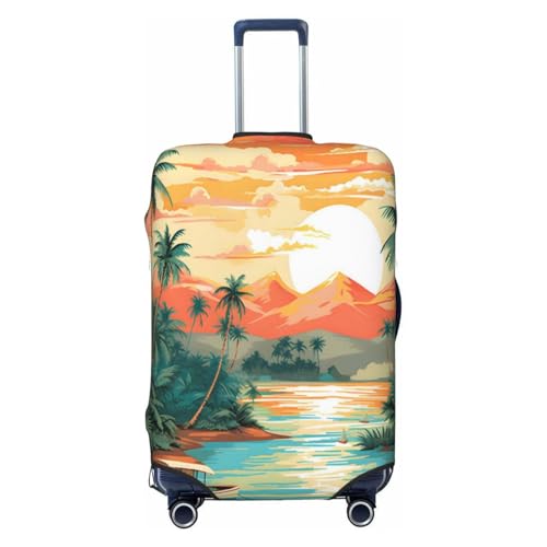 Hawaiian Tropical Coconut Seaside Luggage Cover Elastic Travel Suitcase Covers, Anti Scratch Dust Proof Baggage Covers, Fits 22-24 inch Suitcases