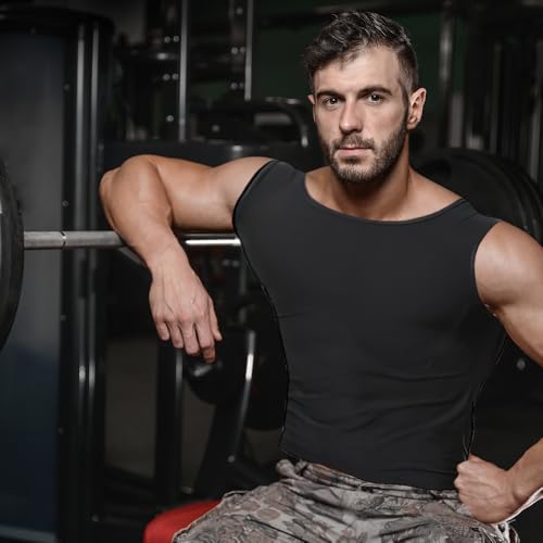 KBIBCK Camiseta elástica, Camiseta Adelgazante Hombre Sauna Body Shaper Chaleco, Camiseta sin Manga Hombre para Deporte Fitness, Entrenamiento Aeróbico, Shaper Entrenamiento(Talla L)