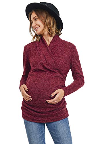 Women's Long Sleeve Maternity Sweater Top (Burgundy, Medium) #TOP25