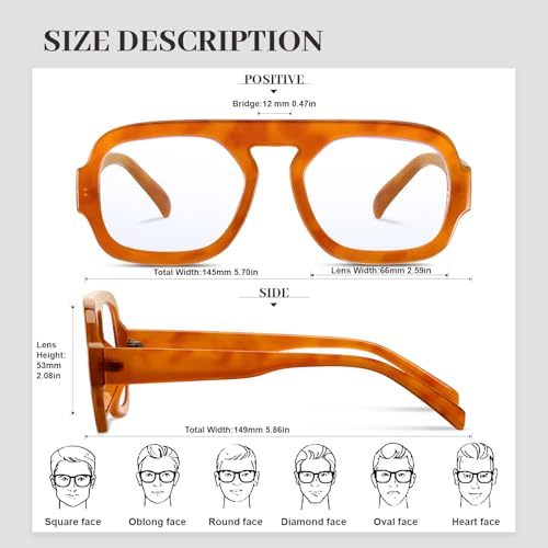 Image of Aviator Blue Light Blocking Glasses for Women Men Square Flat Top Computer TV Eyeglasses Anti Eyestrain