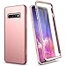SURITCH Case for Samsung Galaxy S10 Plus【Support Wireless Charging】【Built in Screen Protector】 Soft TPU Back Cover+PC Bumper 360 Protective Case Matte Shock Absorption for S10+ Case 6.4"(Rose Gold)