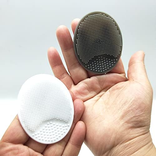 HieerBus Facial Cleansing Brush,Soft Silicone Face Scrubber,Facial Exfoliation Scrub for Massage Pore Cleansing Blackhead Removing Deep Scrubbing for All Kinds of Skins (2ed-White + Grey)