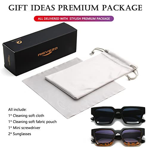 Image of AIEYEZO Square Sunglasses for Women Men Square Thick Frame Sun Glasses Simple Designer Style Shades