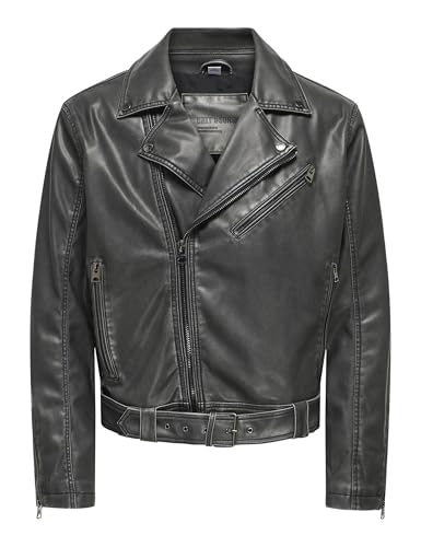 Veste de Motard en polyuréthane Homme Only & Sons Onsdrago Blouson Noir