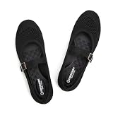 Frank Mully Zapatos de ballet planos para mujer, con puntera redonda, zapatos cómodos de punto para mujer, Negro , 42 EU