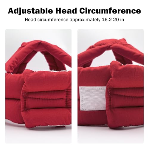 Image of Baby Head Protector Baby Helmet for Crawling Walking, No Bumps Safety Head Adjustable Protective Cap for Walking, Playing (Red)