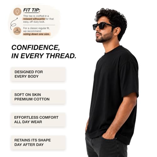 Image of Men's Pure Cotton Oversized Fit Round Neck T-Shirt