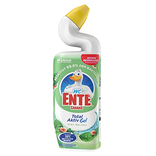WC ENTE Total Aktiv Gel, Flüssiger WC Reiniger antibakteriell, Toilettenreiniger, Mint Melody, 1er Pack (1 x 750 ml)