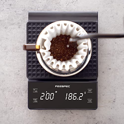 Feespec Coffee Scale With Timer, Digital Food Scale Weight Grams And Oz For Pour Over Coffee, Espresso, Drip Coffee, Baking, Cooking, 3Kg/0.1G Of Accuracy, Black #TOP2