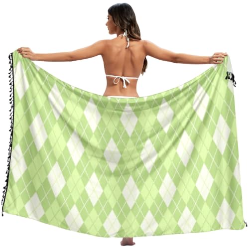 Vestido de playa antiadherente de cuadros verdes para cubrir trajes de baño húmedos