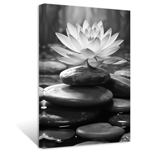 ZXHYWYM Black White Zen Bathroom Wall Art Lotus Picture for