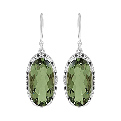 Boucles d'oreilles quartz vert et argent 925 fait main