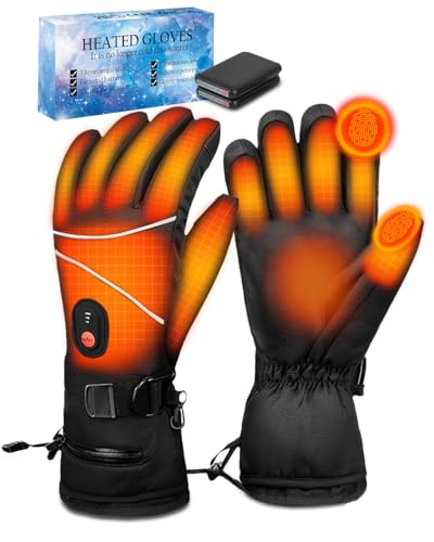Victoper 2025 Upgraded Heated Gloves for Men & Women Rechargeable Electric Winter Gloves with Waterproof & Windproof Design 3 Heat Settings Ideal for Motorcycle Riding Skiing (L)