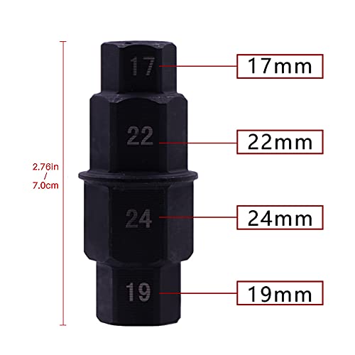 Anyingkai Motorrad Achse Werkzeug, Motorrad Sechskant 17mm 19mm 22mm 24mm, Achsenwerkzeug Achse Hex Spindel-Treiberwerkzeug Vorderachse Innensechskant Motorradspindelwerkzeug