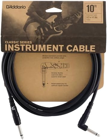 Planet Waves PW-CGTRA-10 10-foot Classic Series Instrument Cable (Right Angle), Black