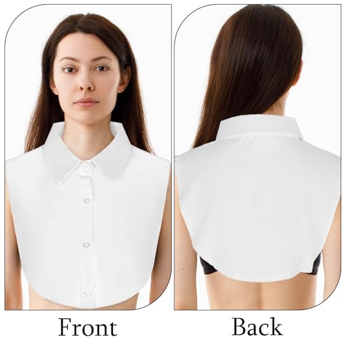 2 Pcs Fake Collar White Collared Shirt Women Detachable Dickey Collar Faux Collar Shirt for Women Fake White Collar Half Shirt Blouse False Collar Top for Women Girls4