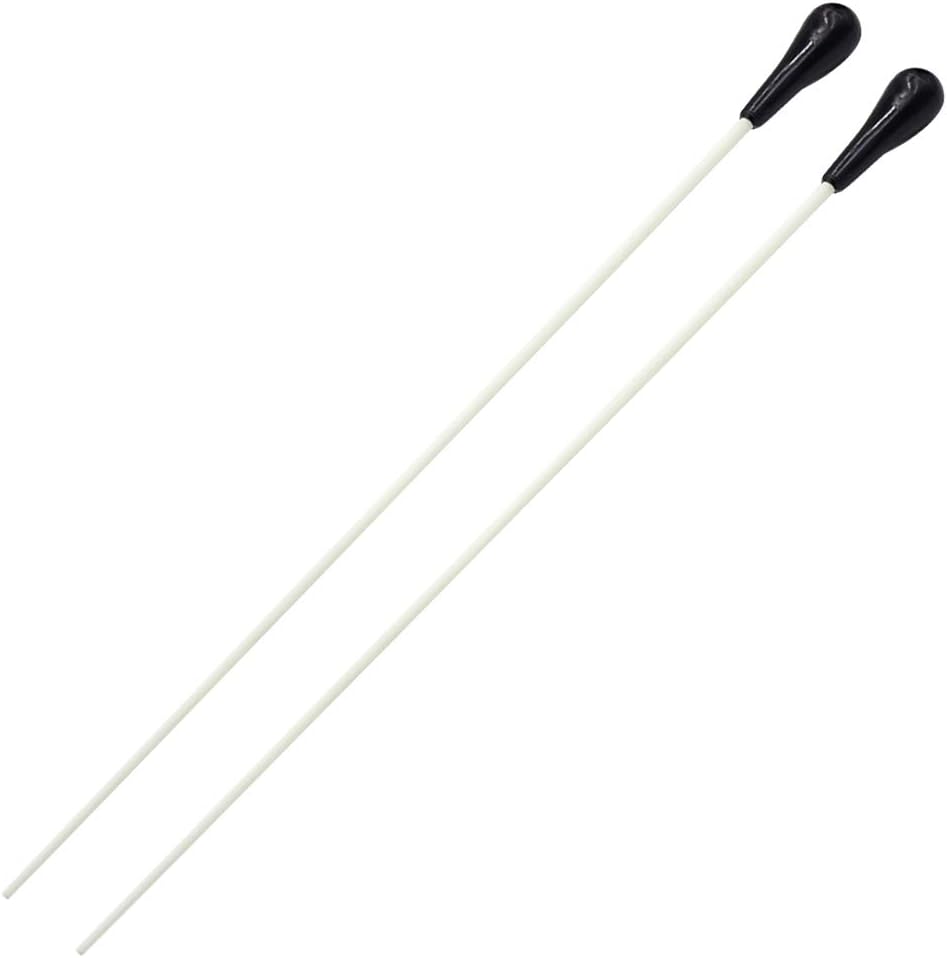 Hordion 2 Pcs 15" Conducting Baton Music Conductor Baton Orchestra Baton with Pear Shaped ABS Handle, Black