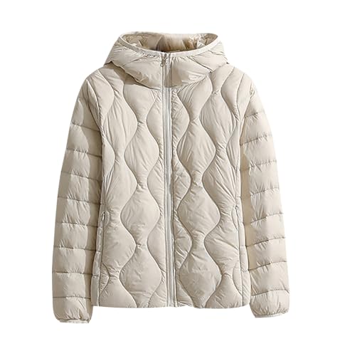 HAXNOHEY Chaquetas Acolchadas para Mujer Chaqueta Corta Ligera de Plumas con Capucha Prendas de Abrigo Finas para el Invierno Chaqueta de Plumas Impermeable para Mujer Senderismo Viaje Deporte