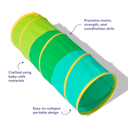 LOVEVERY | The Organic Cotton Play Tunnel | Pop-Up & Collapsible Play Tunnel with Organic Cotton Carrying Case, Toddler Gift for Indoor and Outdoor Game, Multicolor, Ages 12+ Months