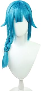 Peluca Corta Con Trenza Azul Para Mujer, Disfraz De Cosplay, Pelucas De Fiesta De Pelo Sintético Resistentes Al Calor