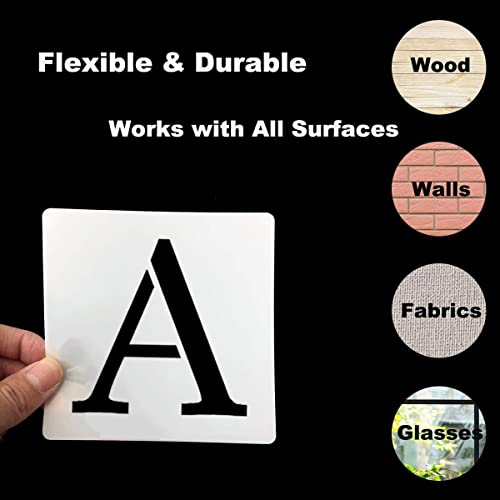 6 Inch Alphabet Letter Stencils for Painting - 70 Pack Letter and Number Stencil Templates with Signs for Painting on Wood, Reusable Letters and Numbers Stencils for Chalkboard Wood Signs & Wall Art by REOLAN - Image 7