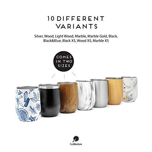 BALIBETOV Modern Mate Cup And Bombilla Set (Yerba Mate Cup) -Yerba Mate Set includes Double Walled 18/8 Stainless Steel Mate Tea Cup, Two Bombilla Mate (Straw) and a Cleaning Brush (Wood, 12)