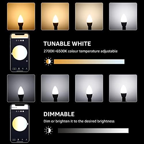 LE 4,5 W Smart E14 żarówki LED ciepła biel i zimna biel, możliwość przyciemniania żarówki LED, świece, Wi-Fi LED, zamiennik żarówki 40 W, kompatybilne z Alexa i Google Home, nie wymaga bramki, 2