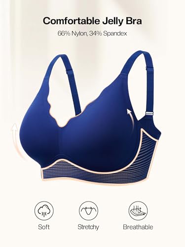 Image of Wireless Jelly Bras for Women No Underwire with Support - S-2XL Seamless Bralettes Everyday Comfort Tshirt Padded Bra