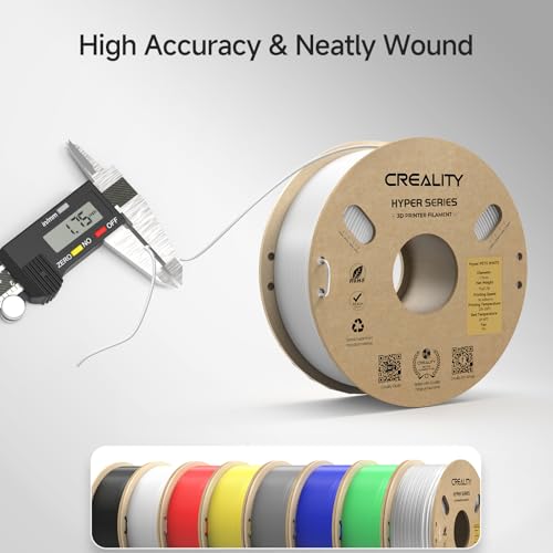 Image of CREALITY Hyper PETG Filament 1.75mm 3D Printer Filament, Up to 600mm /s High Speed Rapid PETG, 1kg (2.2lb) Neatly Wound Cardboard Spool, Dimensional Accuracy ±0.03mm, Fit for Most 3D Printers, White