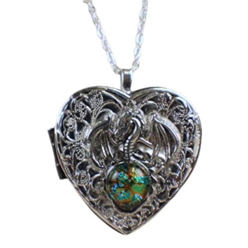 Silver Dragon Heart Music Box Locket #TOP5