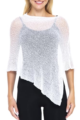 Image of SHU-SHI Womens Sheer Knit Poncho Shrug Lightweight Cover Up One Size Fits Most