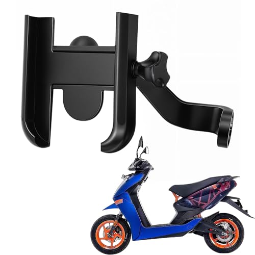 Image of Metal CNC Mobile Holder for Scooter, Scooty & Motorcycle Compatible for Ather 450 Apex, Mirror Mount, 360 Rotation, Strong Anti-Slip Grip, Wide Adjustable Fit for All Smartphones (Black)
