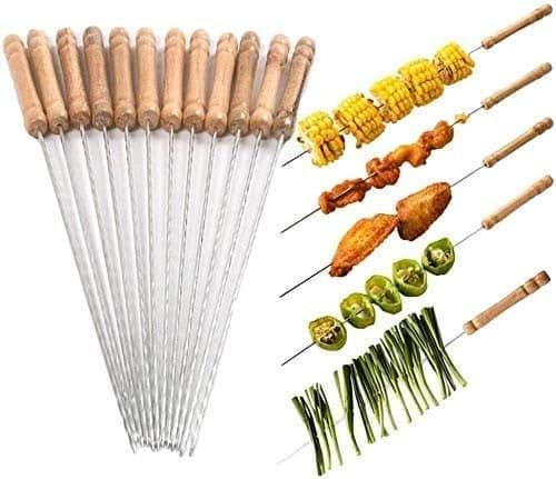 12 Pieces Stainless Steel Barbeque Sticks,Reusable BBQ Grilling Sticks for Outdoor Camping Skewers Barbecue Stick Grilling Long Needle Kitchen Gadgets on Clearance