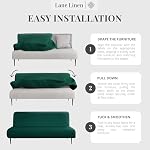 LANE LINEN Futon Couch Bed Cover - Soft Stretchable Couch Cover, Textured Fabric Sofa Protector, Easy to Use Mattress Cover with Elastic Bottom, Machine Washable - Dark Green - Image 5
