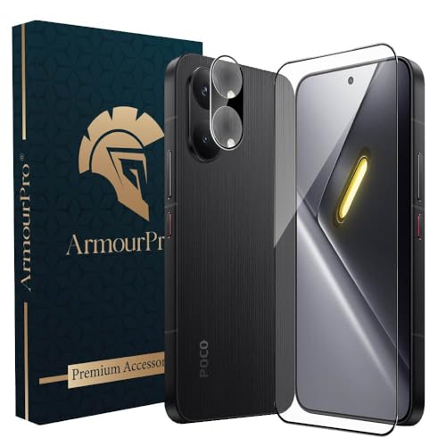 Image of ArmourPro Tempered Glass and Black Camera Lens Protector for Poco X8 Pro Max, Edge to Edge Screen Guard, Anti-Bubble, Scratch Resistant, HD Clear, Anti-Fingerprint, Installation Kit | Black