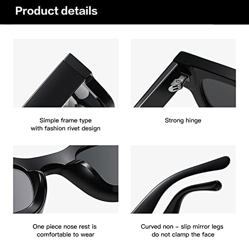 Image of EYLRIM Thick Square Frame Sunglasses for Women Men Chunky Rectangle Polarized Sunglasses UV400 Protection