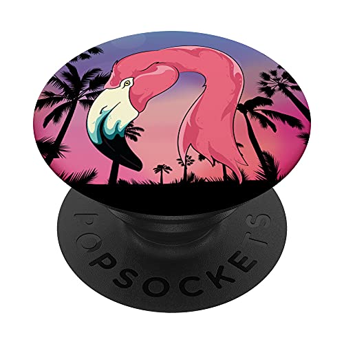 Esotico tropicale animale zoo uccelli spiaggia palme fenicottero PopSockets PopGrip Intercambiabile