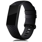RIOROO Compatible para Fitbit Charge 3 Correa Charge 4 Pulsera，Correa Deportiva para Mujer Hombre Recambio Band Silicona,Negro