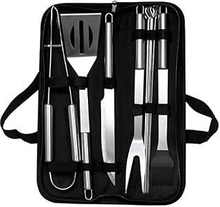LaDonna 10 Piece Barbecue Accessories Grill Kit Barbecue Utensils BBQ Grill Tools Set Meat Fork BBQ Grill Tongs Barbeque Spatula with Storage Bag for Outdoor Camping BBQ Sets with Case