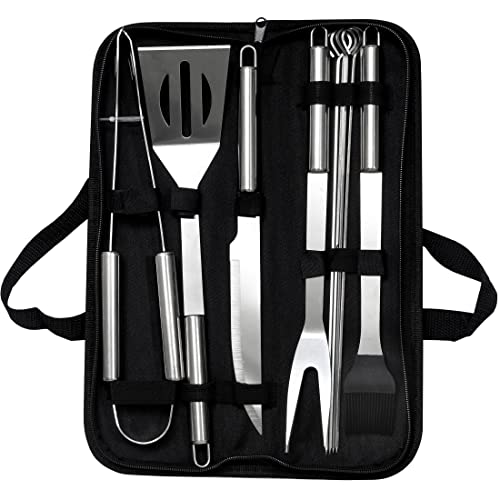 LaDonna 10 Piece BBQ Accessories, BBQ Grill, Barbecue Accessories, BBQ Utensil Set | BBQ Tool Set & Case Charcoal BBQ | Camping Utensils Set, Camping Accessories, Utensil Set BBQ Tools Gifts for Men